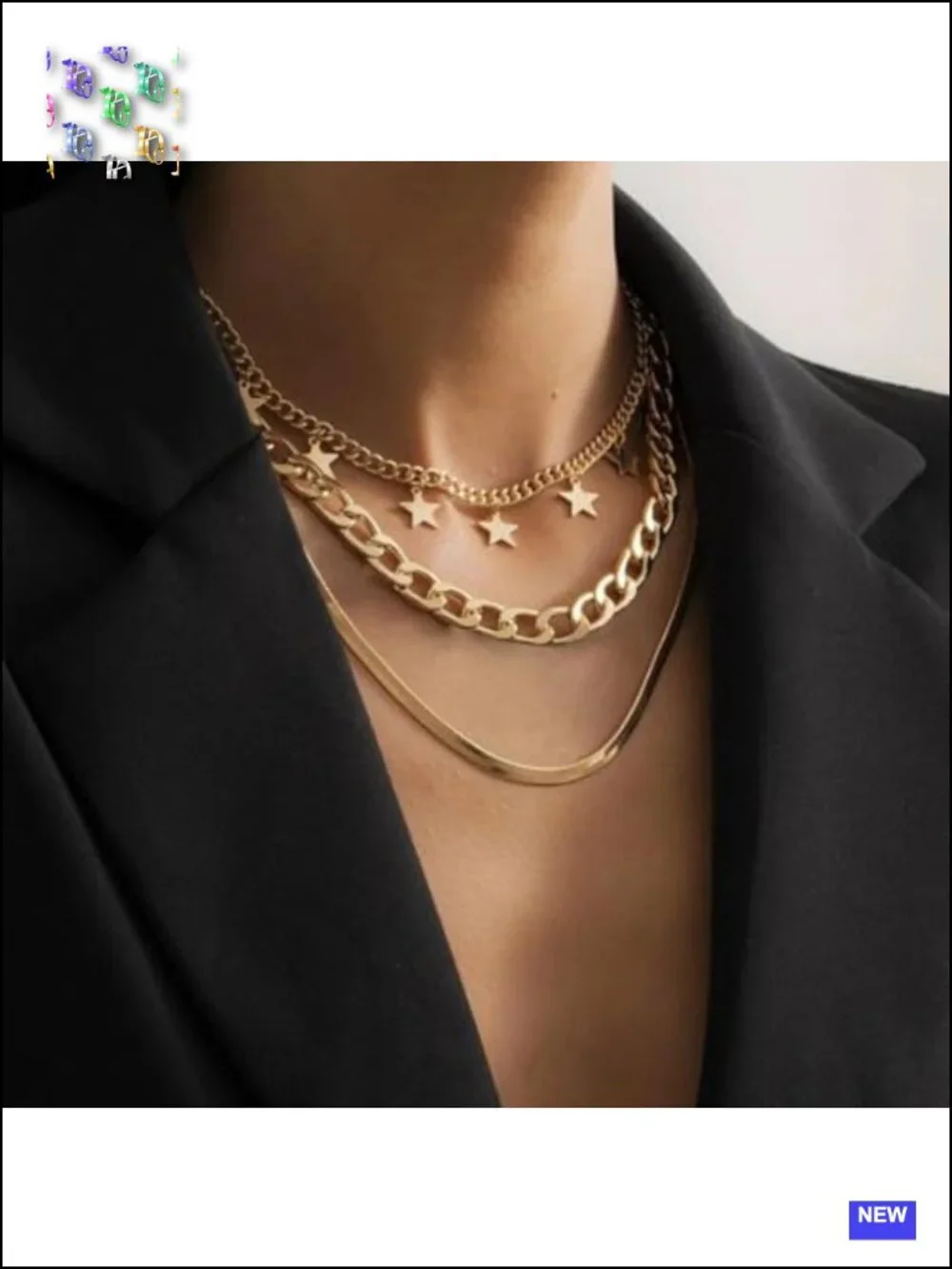 Chunky Layered Star Charm Necklace Set - Edgy Statement Jewelry
